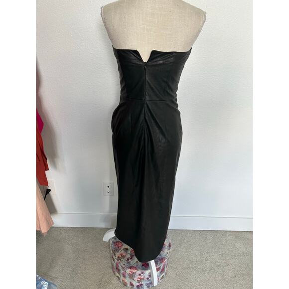 Shoshanna Faux Leather Marlow Midi Strapless Dress - 4 - Picture 6 of 9
